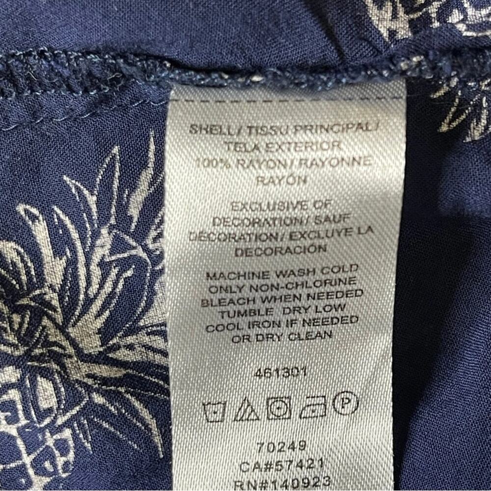 Loft Pineapple Pattern Pullover Top Navy Blue Whi… - image 5